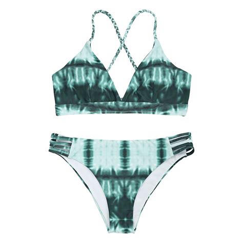 Zaful 2018 Bikini Set S L Size Push Up Braided Lace Up Thong Bottom
