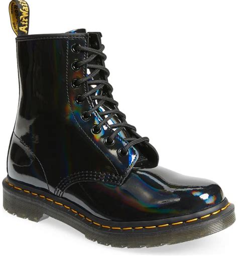 dr martens black rainbow patent leather boot women nordstrom   boots patent