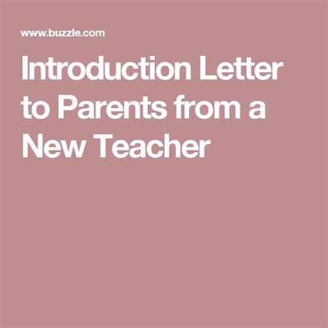 introduction letter  parents    teacher teacher