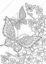 Coloring Pages Flowers Butterfly Flower Adult Butterflies Printable Zentangle Print Etsy Adults Color Book Doodle Colouring Animal Instant Digital Sheets sketch template