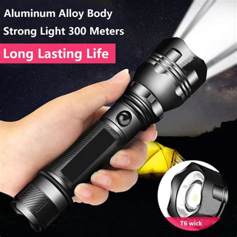 buy strong light flashlight waterproof  rechargeable portable led ultra