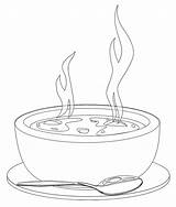 Soup Coloring Bowl Drawing Clipart Hot Pages Porridge Printable Clip Food Kids Colorear Para Cliparts Cute Line Library Da Disegno sketch template