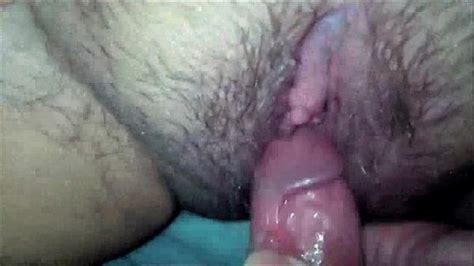 he rubs his cock on her hairy pussy xnxx