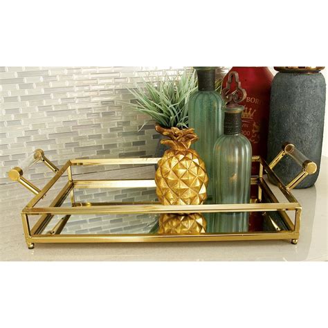 modern gold finished decorative mirror tray   home depot