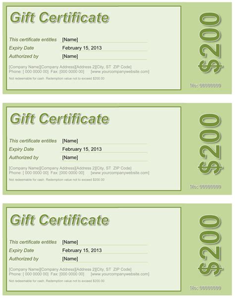 gift certificate  template  word