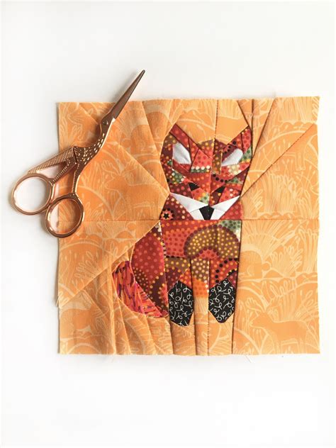 fox paper piecing pattern  pattern instant  fox etsy