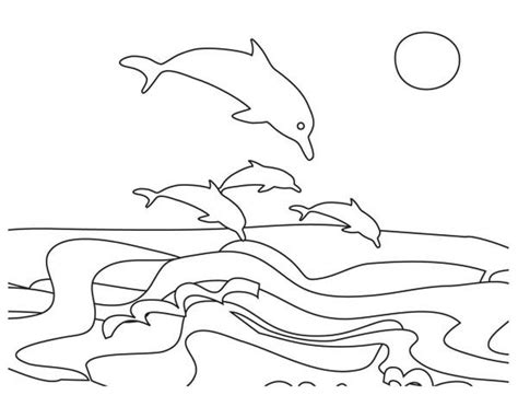 jumping dolphins   moon light  coloring page kids play color