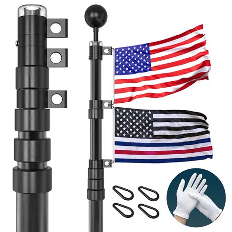 buy ft black pole kit   american heavy duty aluminum outdoor  ground telescoping