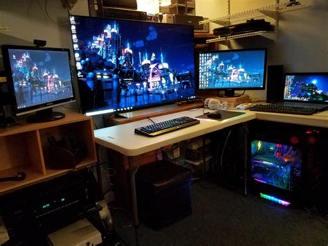 combined  home theater   pc setup   oled  surround gaming rbattlestations