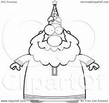 Old Facing Plump Wizard Front Coloring Clipart Cartoon Thoman Cory Outlined Vector sketch template