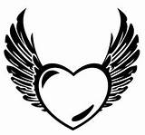Coloring Wings Pages Heart Related Hearts sketch template