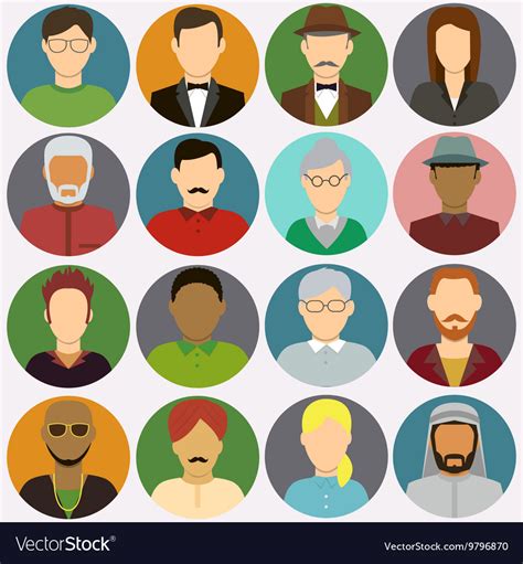 people avatar icons flat royalty  vector image