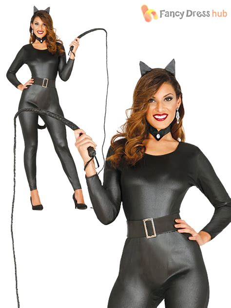 ladies black cat costume adult catsuit woman womens