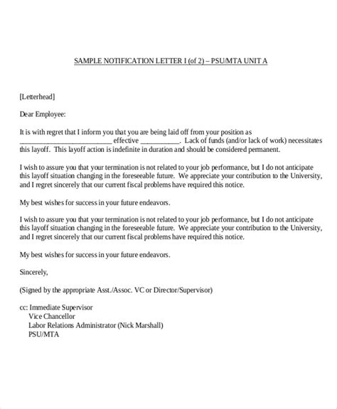 sample employee termination letter templates  ms word