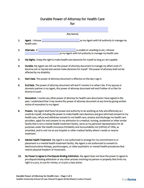 washington medical power  attorney form