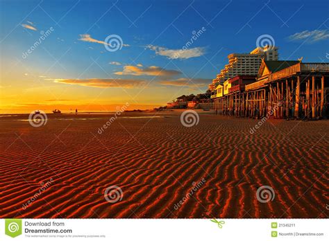 hua hin beach stock image image  sand beach wood