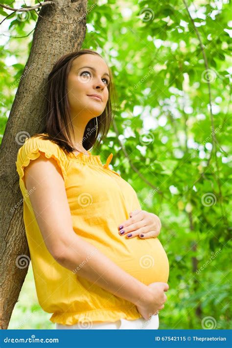 Beautiful Pregnant Woman In The Park Stock Image Image Of Mother