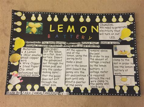 making  lemon battery  poster    science fair projects