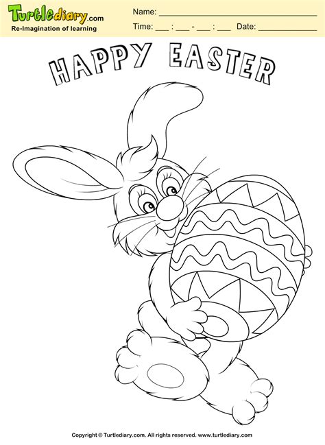 easter egg  bunny coloring sheet turtle diary