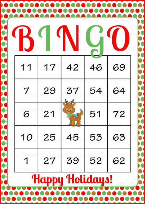 christmas bingo cards printable  prefilled christmas
