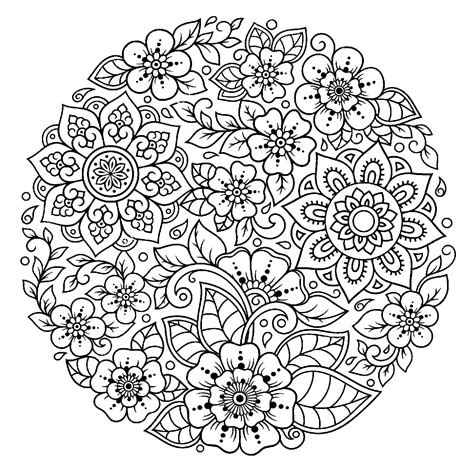 flowers mandala coloring page page  adults coloring home