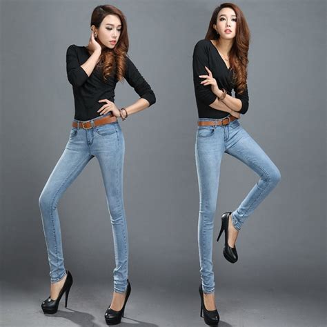 new elastic autumn slim jeans women famous brand fashion women skinny