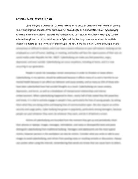 solution position paper cyberbullying studypool