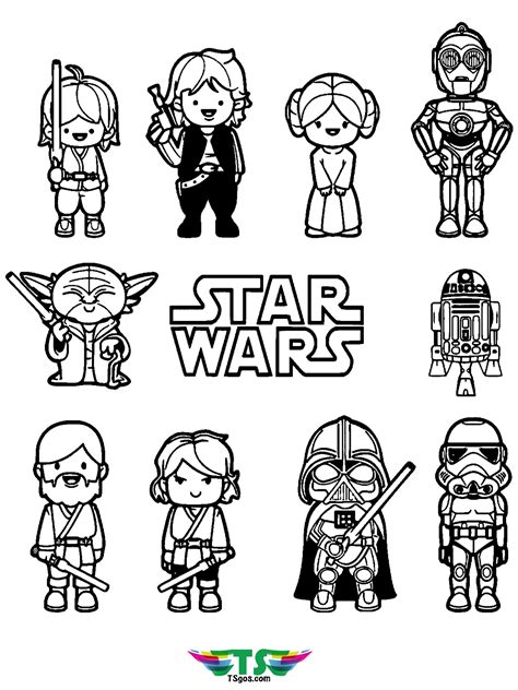 star wars cartoon characters coloring page tsgoscom