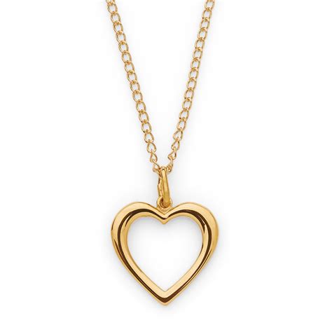yellow gold open heart necklace jewelry pendants necklaces