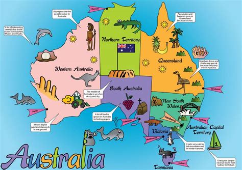 large australia cartoon map australia oceania mapsland maps