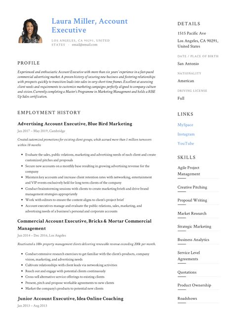 account executive resume guide  templates