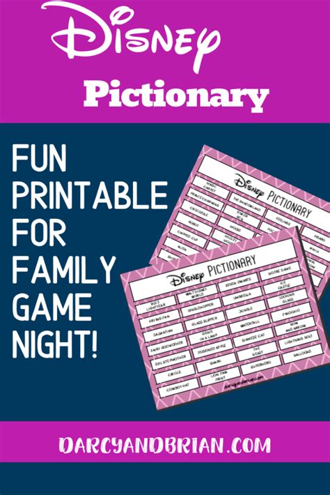 printable disney themed pictionary game  kids