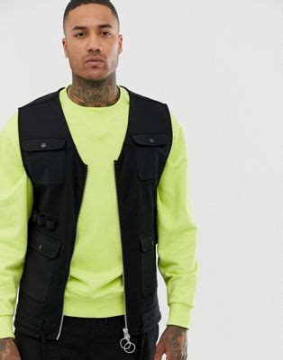 asos design jersey utility vest  pockets  black asos