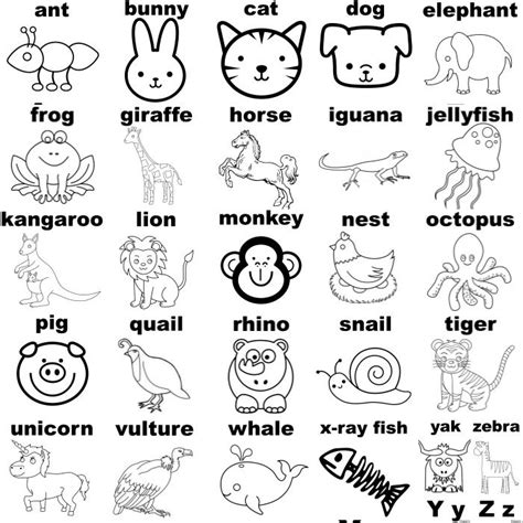animal alphabet coloring pages