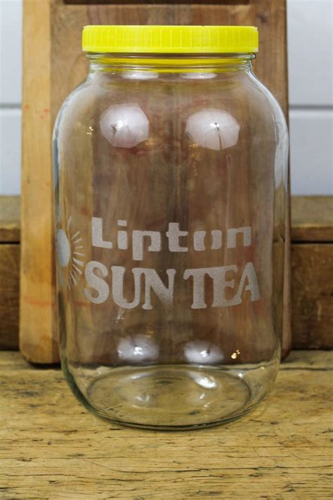 vintage lipton sun tea jar  lid   sun tea jar sun tea jar