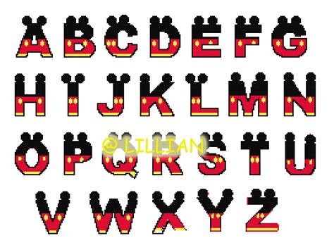 mickey mouse alphabet alphabets alphabetical abc   cross etsy