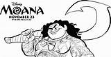 Coloring Moana Pages Maui Disney Print sketch template