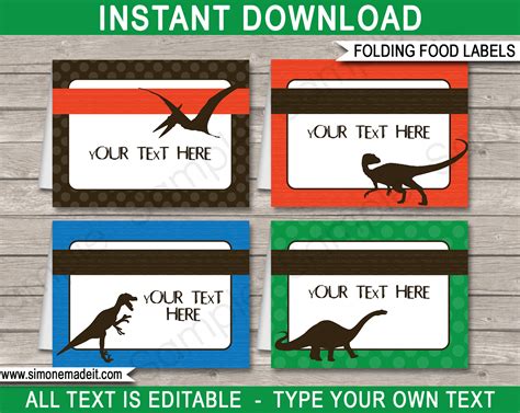 printable dinosaur food signs printable templates