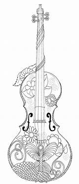 Coloring Pages Violin Color Adult Colouring Music Stuff Musical Tattoo Neo Instruments Instrument Sheets Popular Bord Kiezen Markers Books sketch template