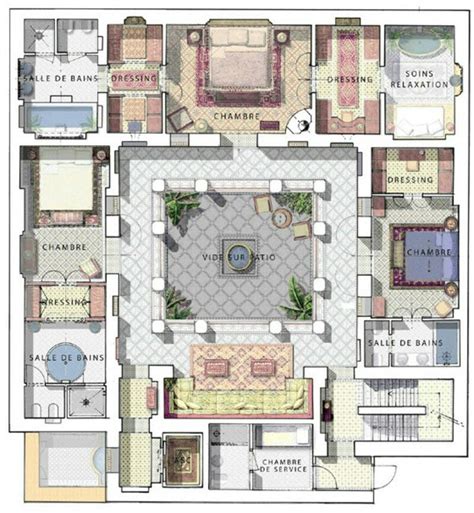 floor plans  moroccan houses google search plan de maison avec patio maison de cour plan