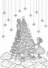 Christmas Coloring Pages Difficult Adults Getcolorings Merry sketch template