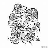 Coloring Pages Adult Zentangle Mushroom Mushrooms Outline Magic Doodle Printable Trippy Mandala Sketch Vector Drawn Hand Illustration Drawings Drawing Template sketch template