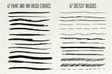 Brushes Sketch Photoshop Illustrator Hand Set Abr Drawn Action Vector Multi Color Thehungryjpeg sketch template