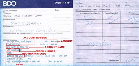 bdo deposit slip sample bdo payment slip sample