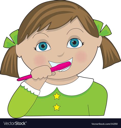 girl brushing teeth royalty  vector image vectorstock