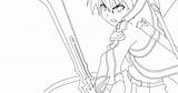 Kirito Sword Online Lineart sketch template