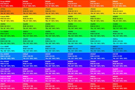 codes des couleurs par teintes photoshoplus