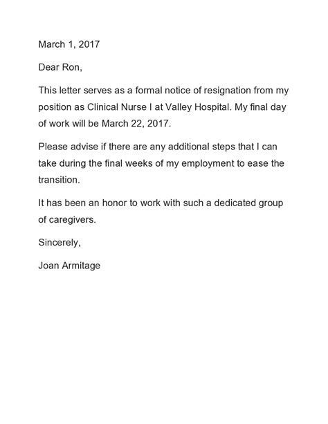 awe inspiring examples  tips  resignation letter  hospital