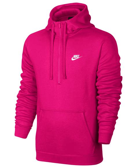 nike fleece  zip hoodie  pink  men lyst
