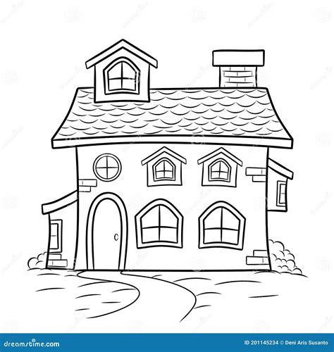 house coloring page   coloring book  kids stock vector